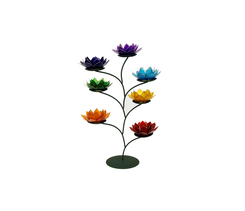 Teelichthalter - Chakra Baum /Teelicht Ständer - Grün - mit 7 Armen ca.  57x35cm