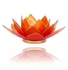 Teelichthalter - Capiz Muschel - Lotus Licht - Orange/Pink mit Gold - ca. 13,5x5,5 cm