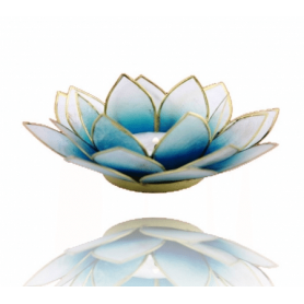 Lotus Licht mit Goldrand - blau & weiß