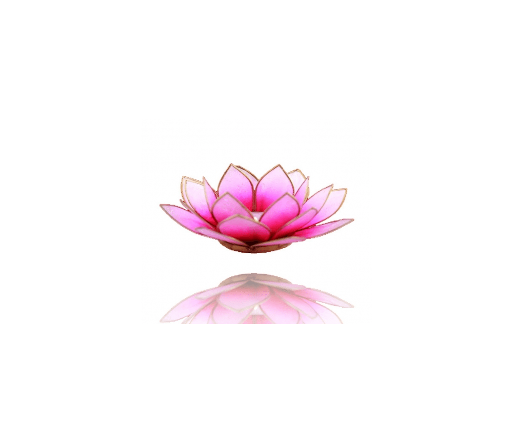 Teelichthalter - Capiz Muschel - Lotus Licht - Pink/Rosa/Weiß mit Gold - ca. 13,5x5,5 cm