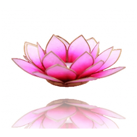 Teelichthalter - Capiz Muschel - Lotus Licht - Pink/Rosa/Weiß mit Gold - ca. 13,5x5,5 cm