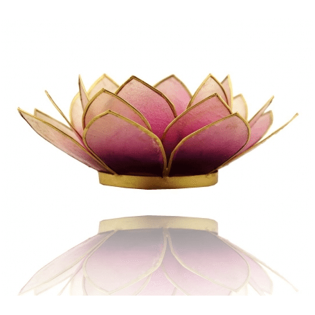 Teelichthalter - Capiz Muschel - Lotus Licht - Violett & hell Violett mit Gold - ca. 13,5x5,5 cm