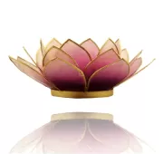 Teelichthalter - Capiz Muschel - Lotus Licht - Violett & hell Violett mit Gold - ca. 13,5x5,5 cm