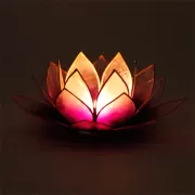 Teelichthalter - Capiz Muschel - Lotus Licht - Violett & hell Violett mit Gold - ca. 13,5x5,5 cm