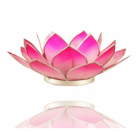 Teelichthalter - Capiz Muschel - Lotus Licht - Pink/Rosa mit silber - ca. 13,5x5,5 cm