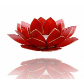 Lotus Capiz Licht - rubinrot (1e Chakra) - mit Goldrand