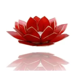 Teelichthalter - Capiz Muschel - Lotus Licht - Chakra - 1stes - Rot mit Gold - ca. 13,5x5,5 cm