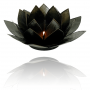 Teelichthalter - Capiz Muschel - Lotus Licht - Schwarz mit Gold - ca. 13,5x5,5 cm