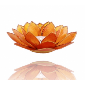 Lotus Capiz Licht - orange (2e Chakra) - mit Goldfarbige Rand