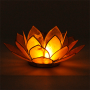 Teelichthalter - Capiz Muschel - Lotus Licht - Chakra - 3stes - Gelb mit Gold - ca. 13,5x5,5 cm