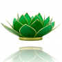 Teelichthalter - Capiz Muschel - Lotus Licht - Chakra - 4stes - Grün mit Gold - ca. 13,5x5,5 cm
