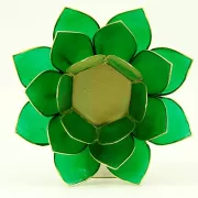 Teelichthalter - Capiz Muschel - Lotus Licht - Chakra - 4stes - Grün mit Gold - ca. 13,5x5,5 cm