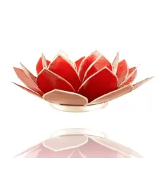 Teelichthalter - Capiz Muschel - Lotus Licht - Chakra - 1stes - Rot mit Silber - ca. 13,5x5,5 cm