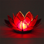 Teelichthalter - Capiz Muschel - Lotus Licht - Chakra - 1stes - Rot mit Silber - ca. 13,5x5,5 cm