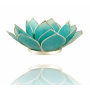 Teelichthalter - Capiz Muschel - Lotus Licht - Chakra - 5stes - Hellblau mit Silber - ca. 13,5x5,5 cm