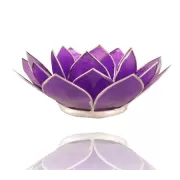 Teelichthalter - Capiz Muschel - Lotus Licht - Chakra - 7stes - Violett mit Silber - ca. 13,5x5,5 cm