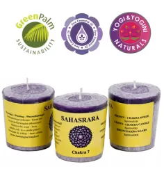 Kerze - Votiv - Chakra - 7tes - Sahasrara - Violett - Palmkernwachs - ca. 14 Std. - ca. 4,5x4 cm