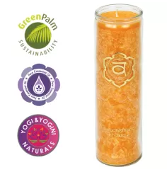 Kerze - Kerze im Glas - Chakra - 2tes - Swadhisthana - mit Duft - Orange - Palmkernwachs - ca. 100 Std.