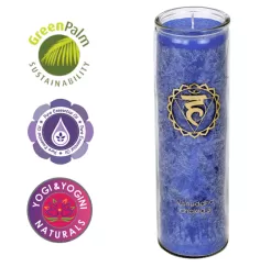 Kerze - Kerze im Glas - Chakra - 5tes - Vishudda - mit Duft - Hellblau- Palmkernwachs - ca. 100 Std.
