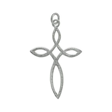 Anhänger - Unendlichkeits-Kreuz Silber matt, 3,8cm