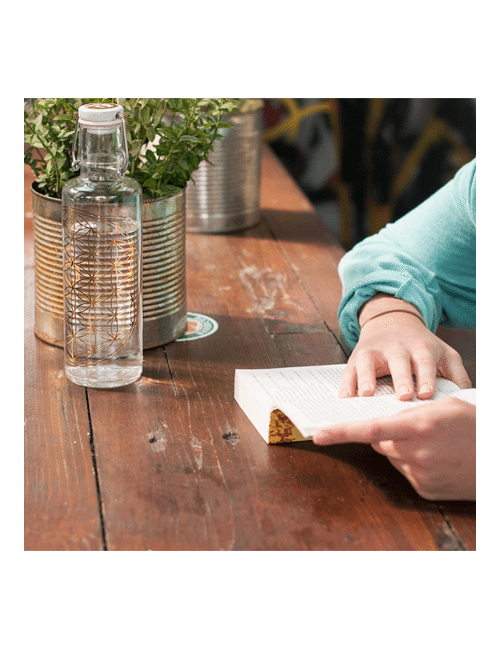 Soulbottle - Glasflasche - mit Blume des Lebens - Gold - Bügelverschluss - 600ml