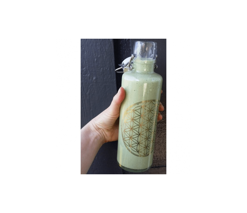 Soulbottle - Glasflasche - mit Blume des Lebens - Gold - Bügelverschluss - 600ml