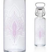 Soulbottle - Glasflasche - Just Breave - Lotusblume - Lila/Weiß - Bügelverschluss - 600ml