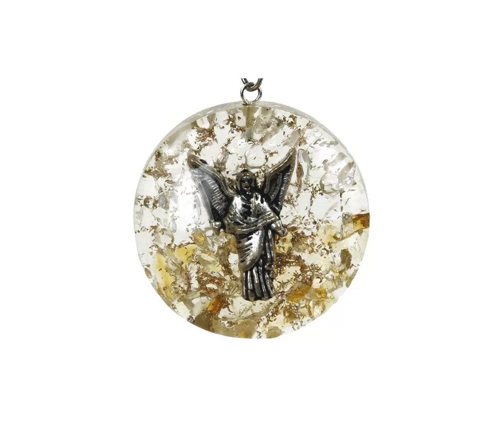 Anhänger - Orgonit - Erzengel Uriel - Rund - Citrin und Bergkristall - ca. 4 cm