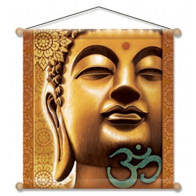 Wanddekoration - Wandbehang - Goldener Buddha - ca. 37,5x37,5cm