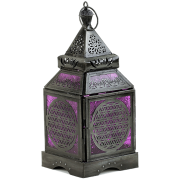 Teelichthalter - Windlicht - Orientalisch - Blume des Lebens - Silber - Eisen & buntes Glas - ca. 8,5x30cm