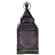 Teelichthalter - Windlicht - Orientalisch - Blume des Lebens - Silber - Eisen & buntes Glas - ca. 8,5x30cm