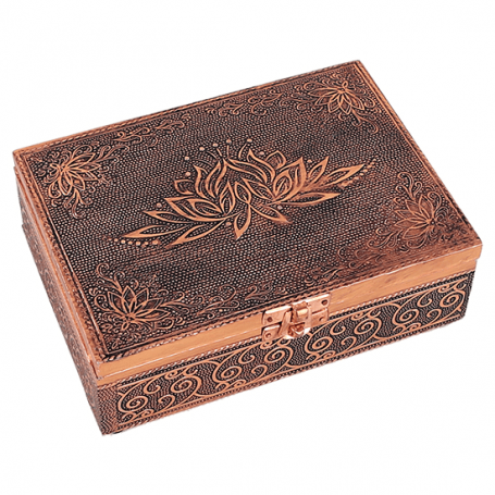 Schmuckkästchen - Aufbewahrungskästchen - Lotus - Rechteckig - Kupfer - ca. 18x13x6 cm