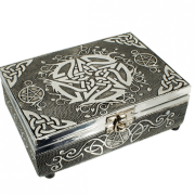 Schmuckkästchen - Aufbewahrungskästchen - Pentagramm - Rechteckig - schwarz/silber - ca. 18x13x6 cm
