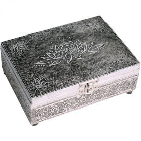 Schmuckkästchen - Aufbewahrungskästchen - Lotus - Rechteckig -  schwarz/silber - ca. 18x13x6 cm