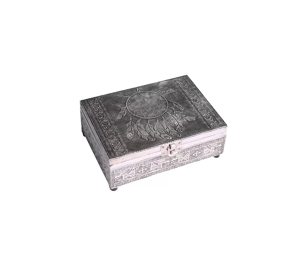 Schmuckkästchen - Aufbewahrungskästchen - Traumfänger - Rechteckig - schwarz/silber - ca. 18x13x6 cm