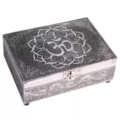 Schmuckkästchen - Aufbewahrungskästchen - OM - Rechteckig - schwarz/silber - ca. 18x13x6 cm