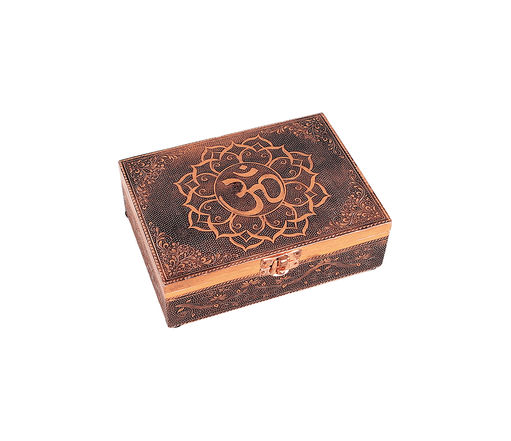 Schmuckkästchen - Aufbewahrungskästchen - OM - Rechteckig -  bronze - ca. 18x13x6 cm