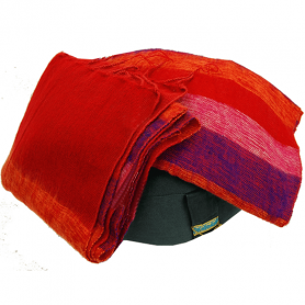 Schal - Umschlagstuch - Meditation & Yoga - Rot mit Streifen in Rosa, Orange & Violett - ca. 200x80cm