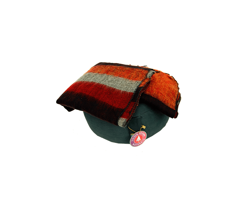 Schal - Umschlagstuch - Meditation & Yoga - Orange mit Streifen in Braun, Rote & Beige  - ca. 200x80cm