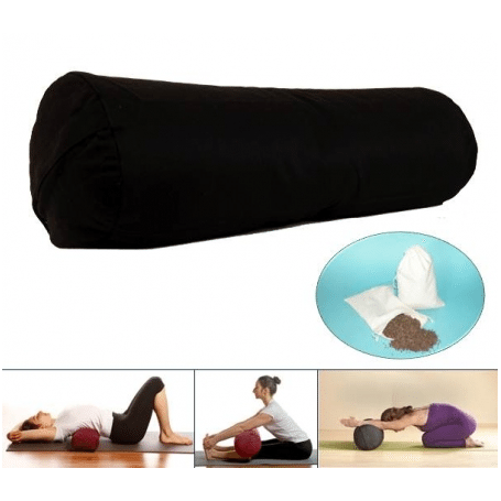 Yogi & Yogini - Kissen - Bolster / Rolle - Baumwollbezug - schwarz - ca. 60x16 cm