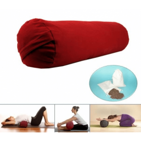 Yogi & Yogini - Kissen - Bolster / Rolle - Baumwollbezug - rot - ca. 60x16 cm