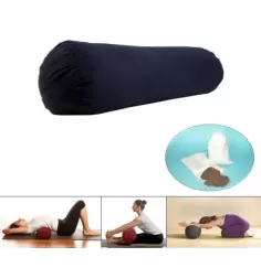 Yogi & Yogini - Kissen - Bolster / Rolle - Baumwollbezug - dunkelblau - ca. 60x16 cm