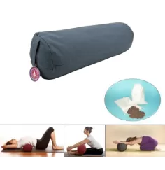 Yogi & Yogini - Kissen - Bolster / Rolle - Baumwollbezug - anthrazit - ca. 60x16 cm