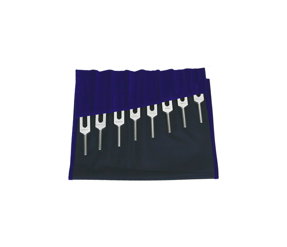 Stimmgabel - Meridian Set - 12 Meridiane + 2 zen. Gefäße - aus Aluminium - 14 er Set - ca. 40x37 cm