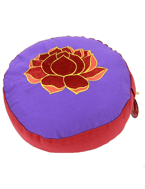 Yogi & Yogini - Kissen - Meditationskissen - Rund - Lotus - Violett/Rot/Orange - ca. 33x13 cm