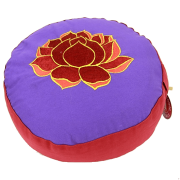Yogi & Yogini - Kissen - Meditationskissen - Rund - Lotus - Violett/Rot/Orange - ca. 33x13 cm