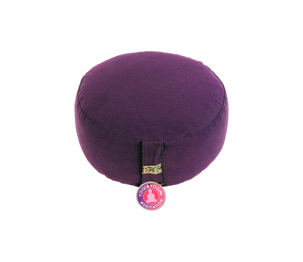 Yogi & Yogini - Kissen - Meditationskissen - Rund - Bio-Baumwolle - Violett/Lila - ca. 33x17 cm