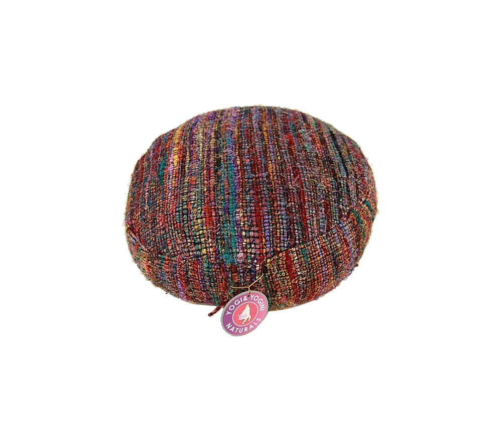 Yogi & Yogini - Kissen - Meditationskissen - Rund - Vintage - Seide - Multifarben - ca. 33x13 cm