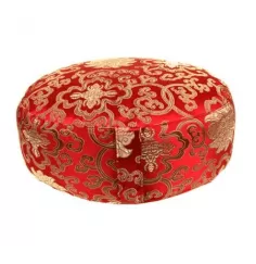 Yogi & Yogini - Kissen - Meditationskissen - Rund - Lotus - Rot/Gold - ca. 33x13 cm