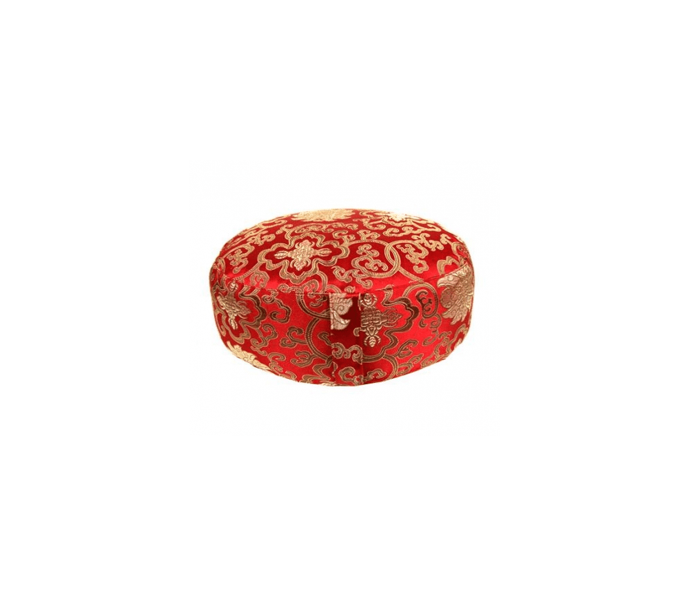 Yogi & Yogini - Kissen - Meditationskissen - Rund - Lotus - Rot/Gold - ca. 33x13 cm